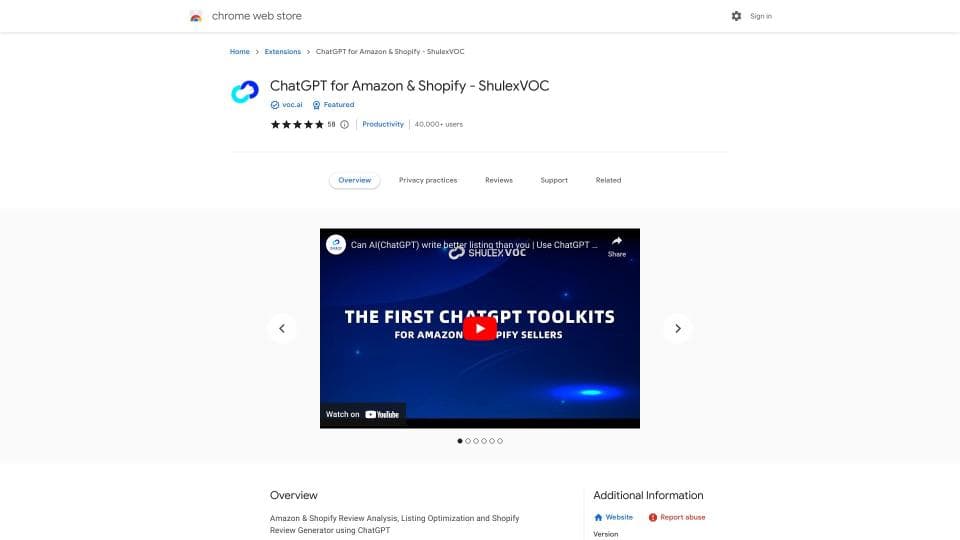 ChatGPT for Amazon - Shulex VOC
