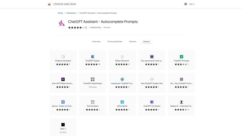 ChatGPT Assistant - Autocomplete Prompts